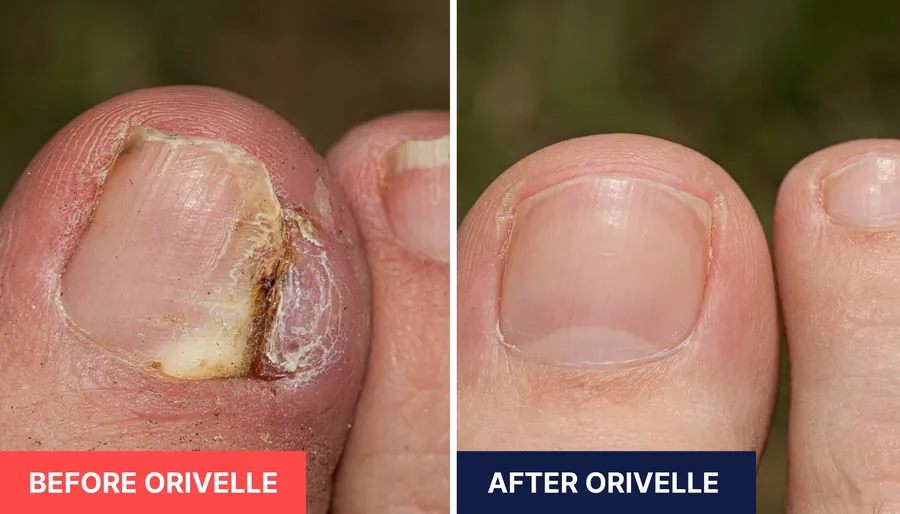 Toenail before and after treatment