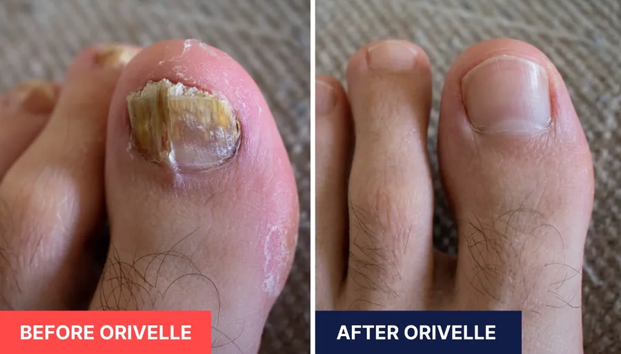 Toenail before and after treatment