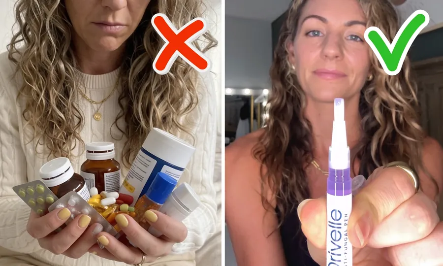 A pile of failed antifungal products next to a single treatment pen